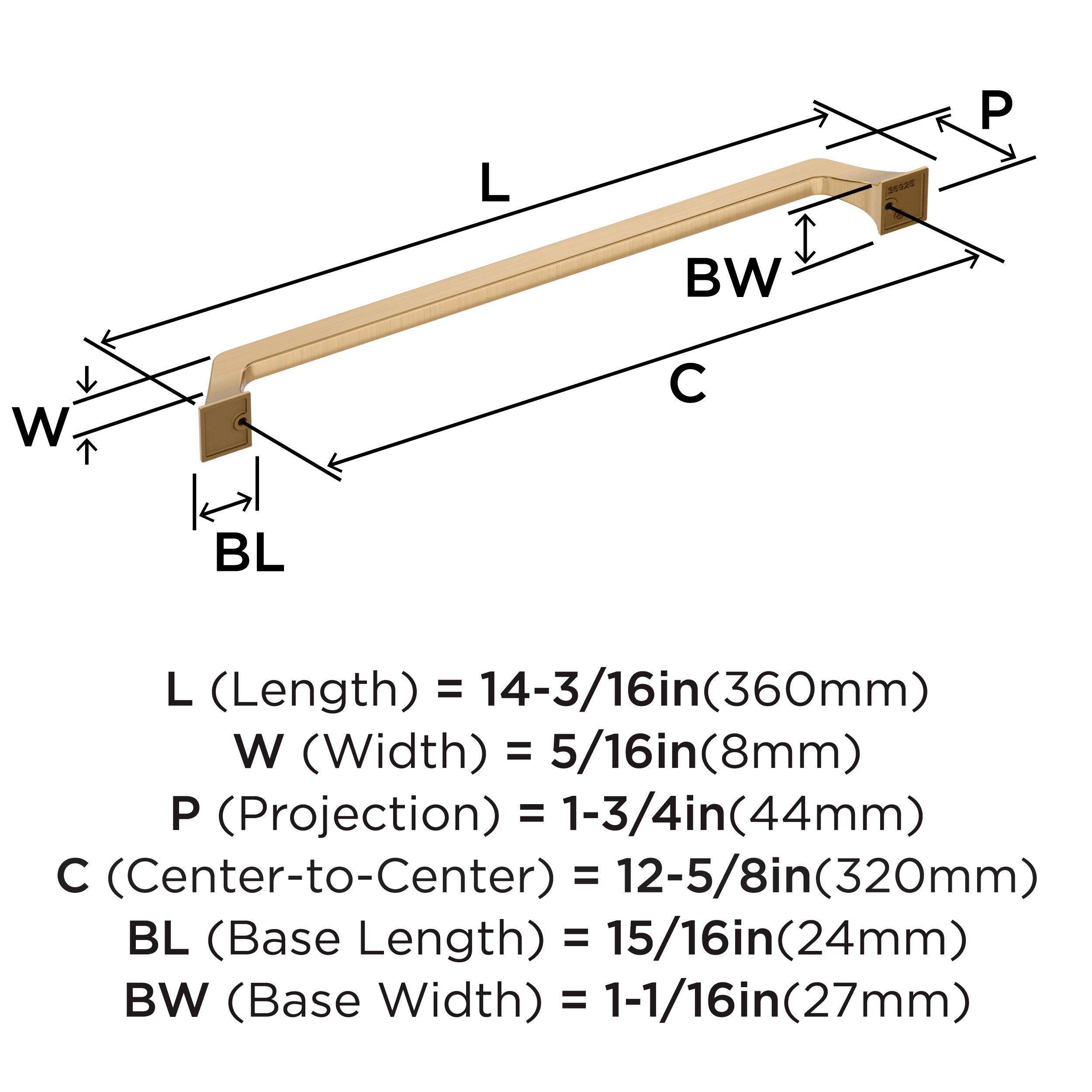 EXCEED 12-5/8 INCH  320MM  CENTER-TO-CENTER CHAMPAGNE BRONZE CABINET PULL CHBR 