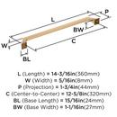 EXCEED 12-5/8 INCH  320MM  CENTER-TO-CENTER CHAMPAGNE BRONZE CABINET PULL CHBR 