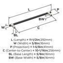MERGENCE 10-1/16 INCH  256MM  CENTER-TO-CENTER MATTE BLACK/SATIN NICKEL CABINET PULL MABL/SN 