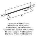 MERGENCE 18 INCH  457MM  CENTER-TO-CENTER MATTE BLACK/SATIN NICKEL APPLIANCE PULL MABL/SN 