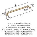 Amerock Golden Champagne 7-9/16 in. Center-to-Center Pull 