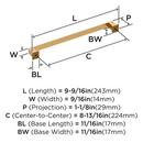 APPOINT 8-13/16 INCH  224MM  CENTER-TO-CENTER CHAMPAGNE BRONZE CABINET PULL CHBR 