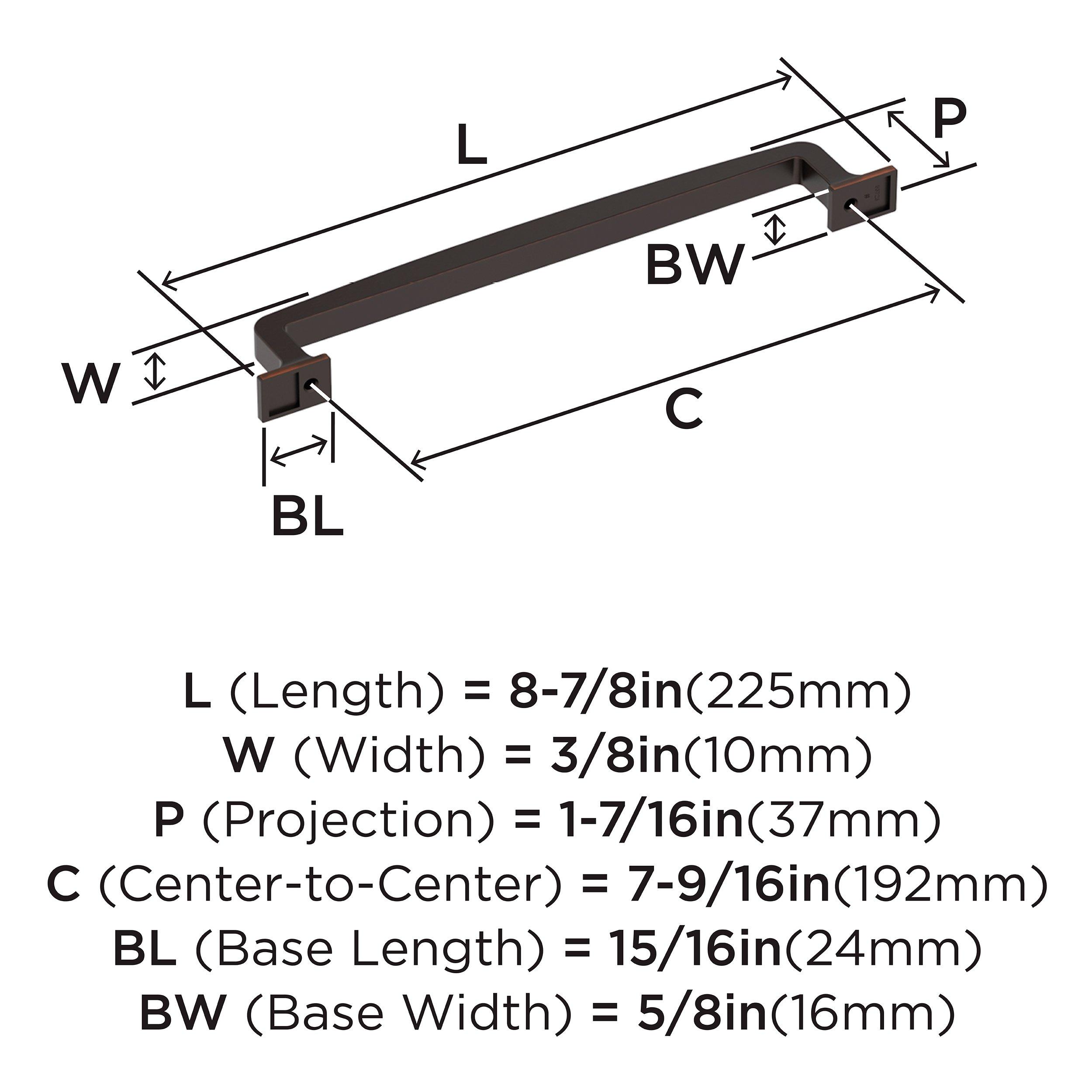 WESTERLY 7-9/16 INCH  192MM  CENTER-TO-CENTER OIL-RUBBED BRONZE CABINET PULL ORBR 
