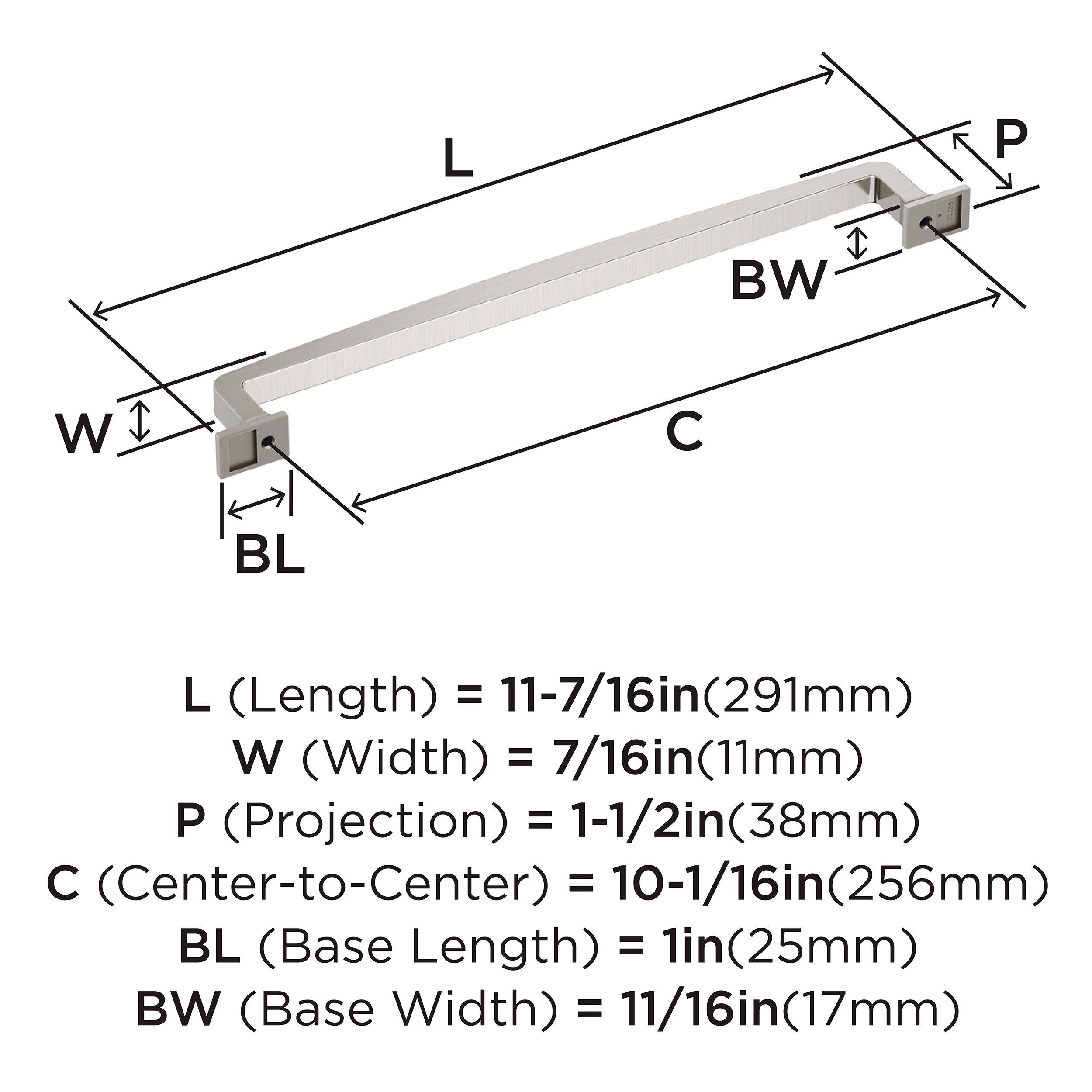 Amerock Satin Nickel 10-1/16 in. Center-to-Center Pull 