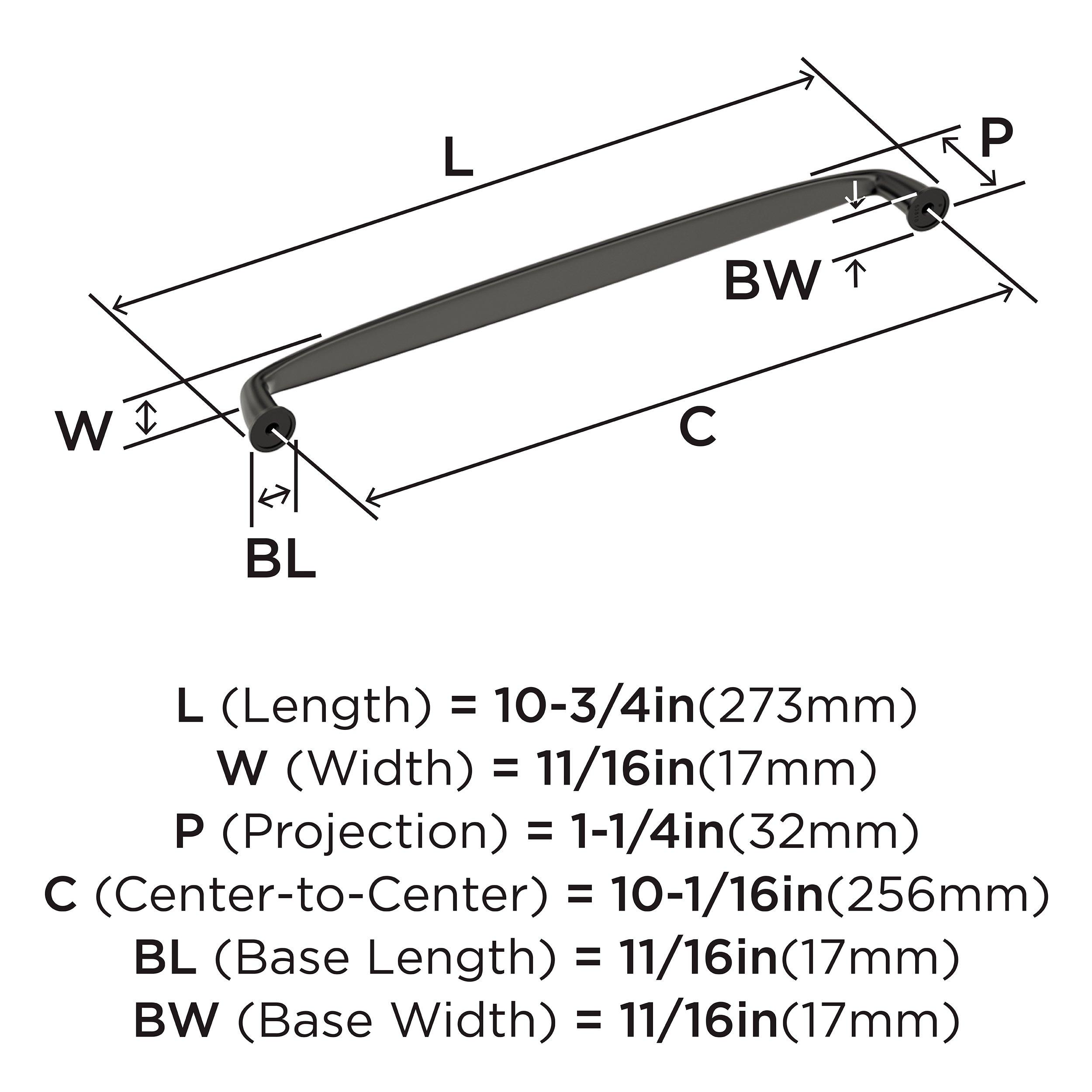 KANE 10-1/16 INCH  256MM  CENTER-TO-CENTER BLACK BRONZE CABINET PULL BBRO 