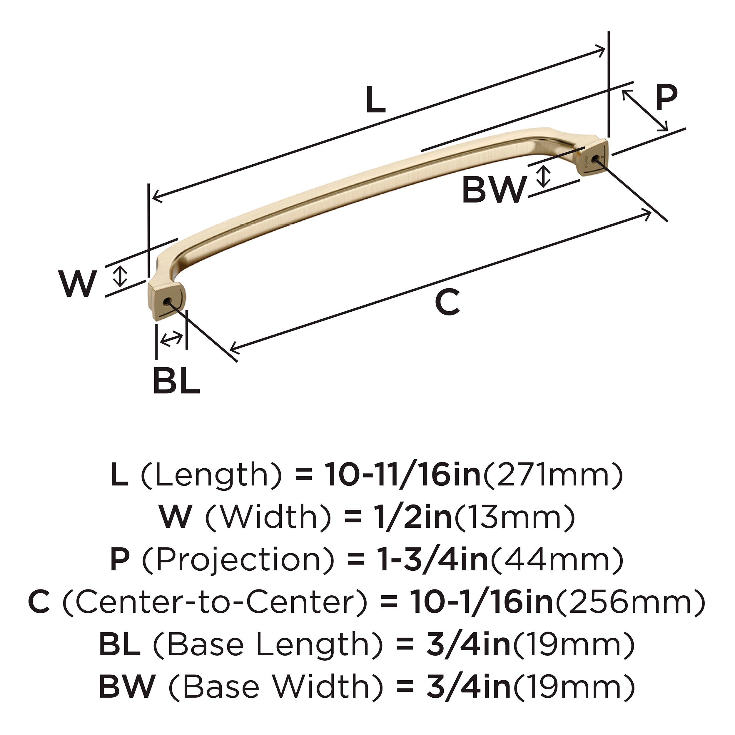 REVITALIZE 10-1/16 INCH  256MM  CENTER-TO-CENTER GOLDEN CHAMPAGNE CABINET PULL GOCH 