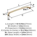 REVITALIZE 10-1/16 INCH  256MM  CENTER-TO-CENTER GOLDEN CHAMPAGNE CABINET PULL GOCH 
