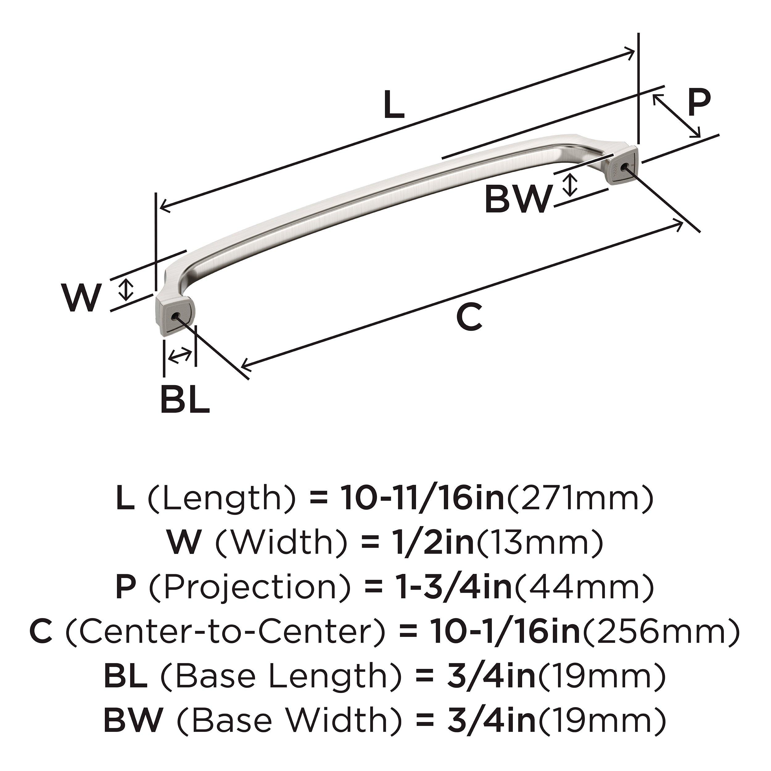 REVITALIZE 10-1/16 INCH  256MM  CENTER-TO-CENTER SATIN NICKEL CABINET PULL SN 