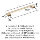 RIVA 8-13/16 INCH  224MM  CENTER-TO-CENTER GOLDEN CHAMPAGNE CABINET PULL GOCH 
