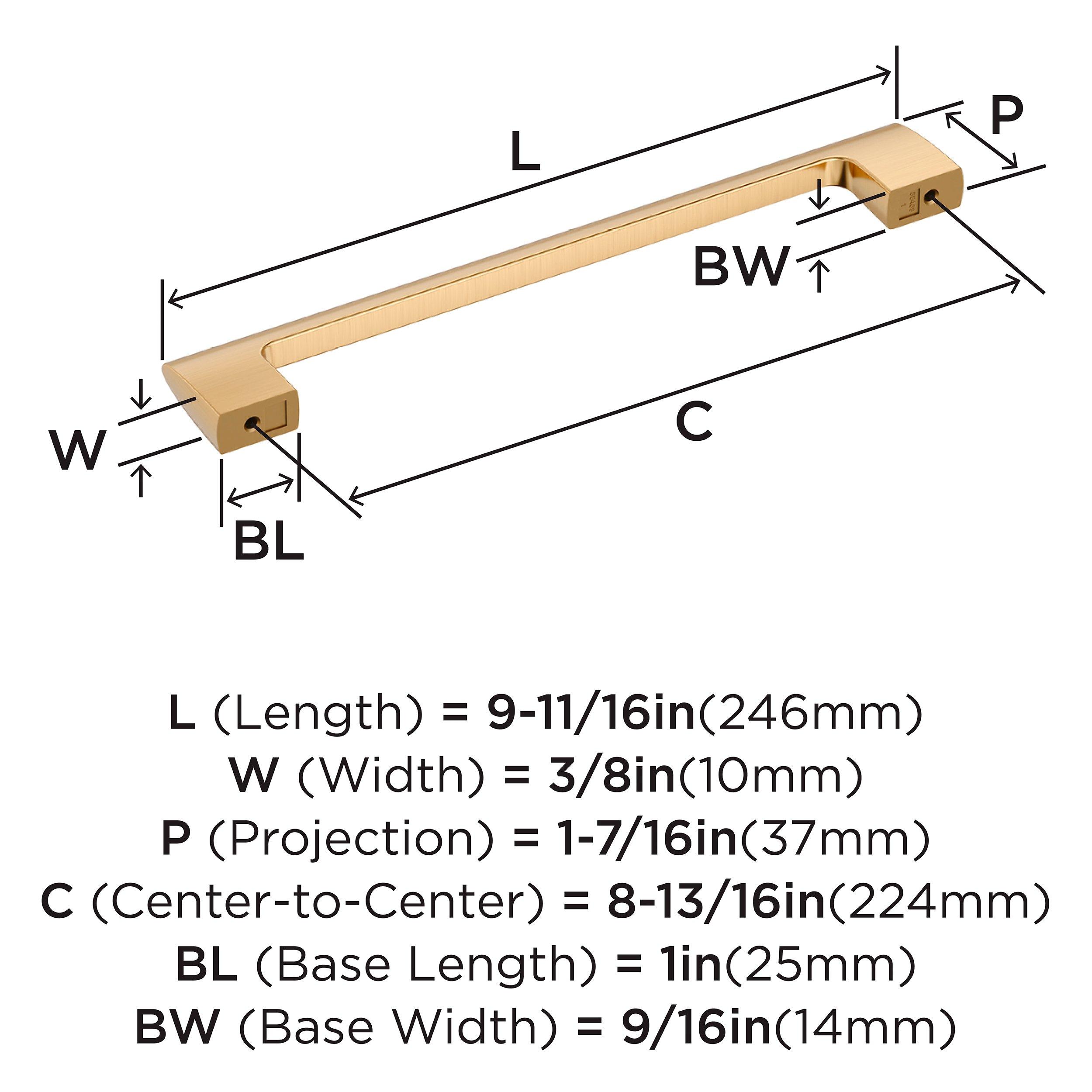 RIVA 8-13/16 INCH  224MM  CENTER-TO-CENTER CHAMPAGNE BRONZE CABINET PULL CHBR 