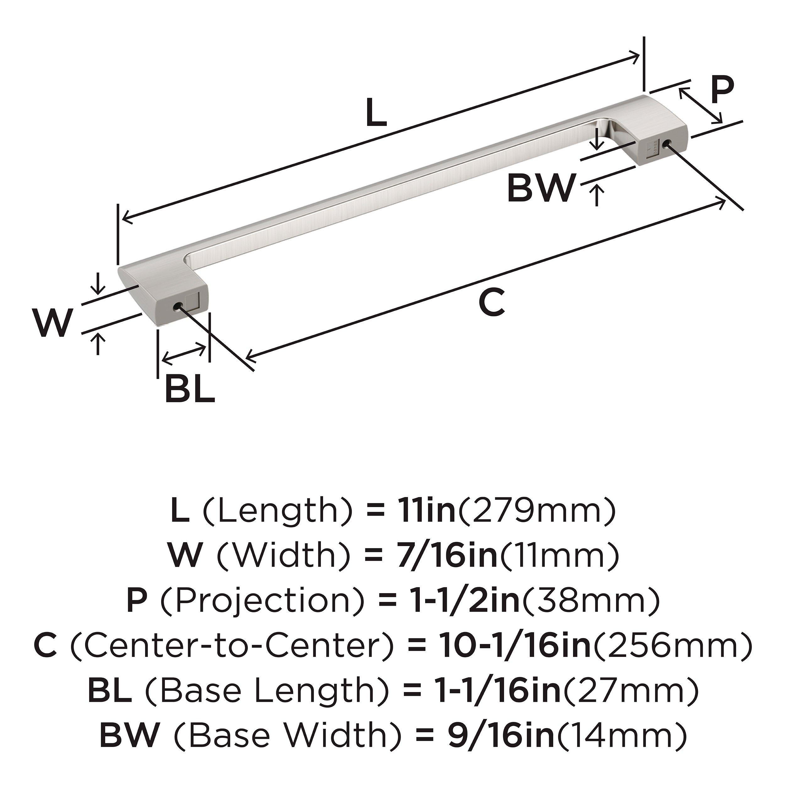 Amerock Satin Nickel 10-1/16 in. Center-to-Center Bar Pull 