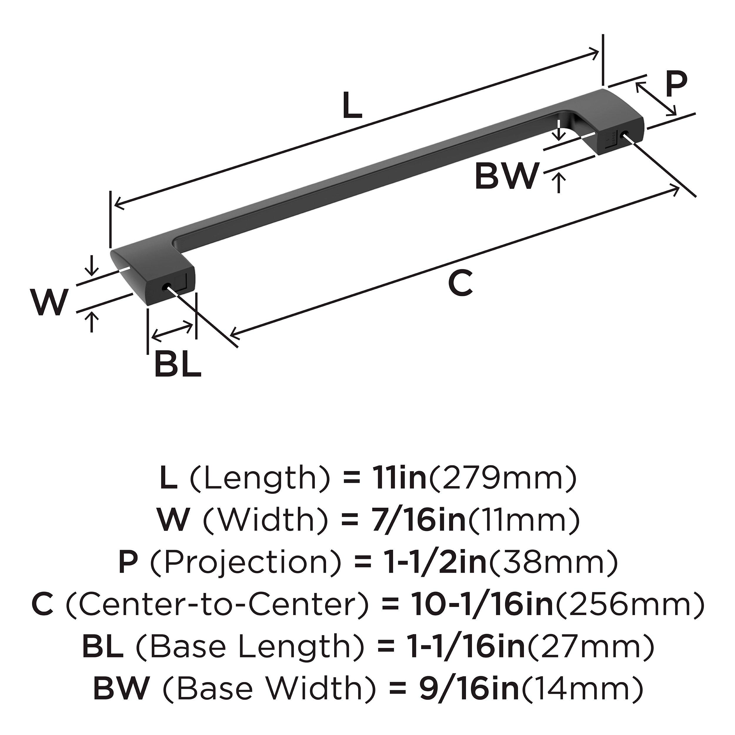 RIVA 10-1/16 INCH  256MM  CENTER-TO-CENTER MATTE BLACK CABINET PULL MABL 