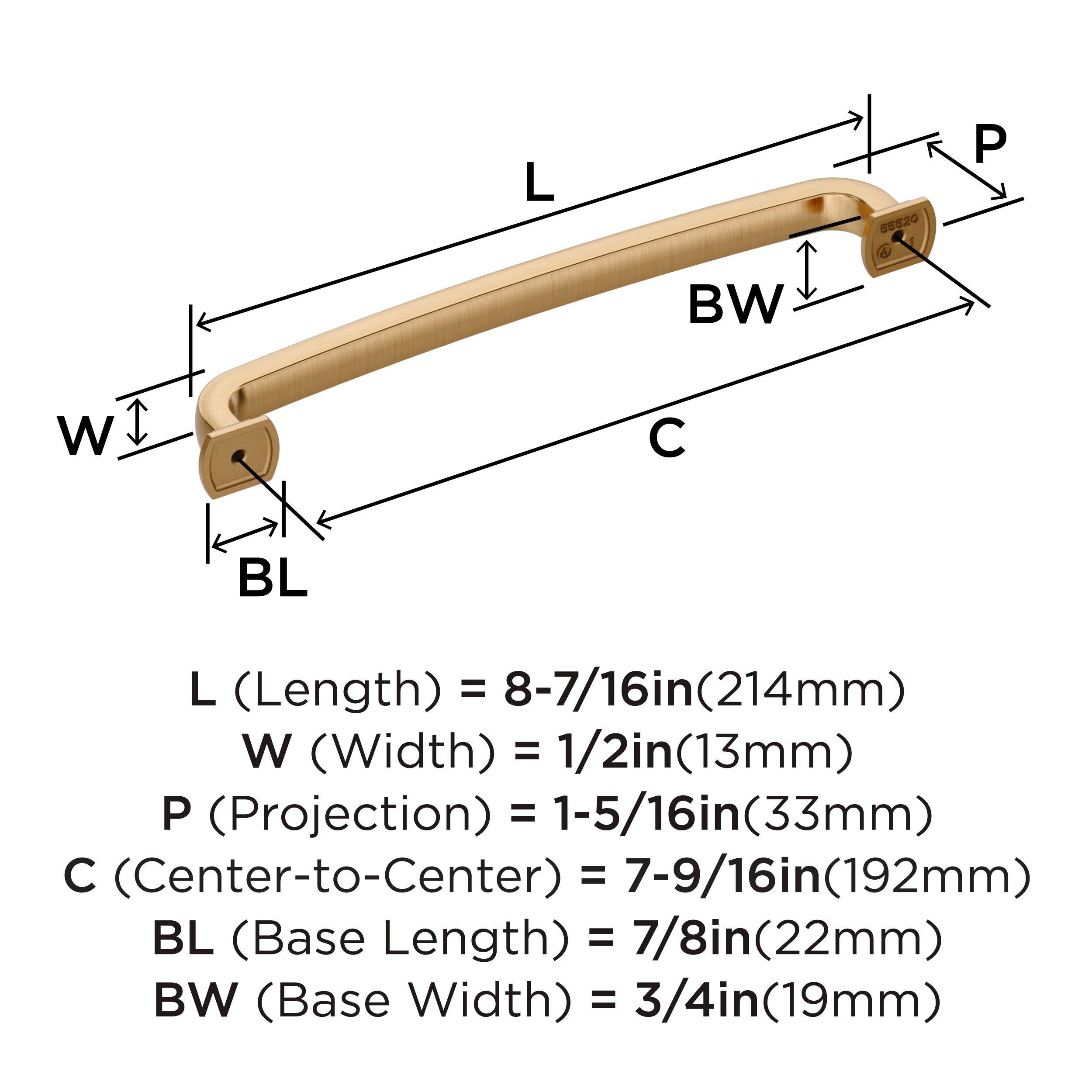 SURPASS 7-9/16 INCH  192MM  CENTER-TO-CENTER CHAMPAGNE BRONZE CABINET PULL CHBR 