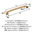 SURPASS 7-9/16 INCH  192MM  CENTER-TO-CENTER CHAMPAGNE BRONZE CABINET PULL CHBR 
