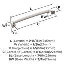 Amerock Satin Nickel 8-13/16 in. Center-to-Center Pull 