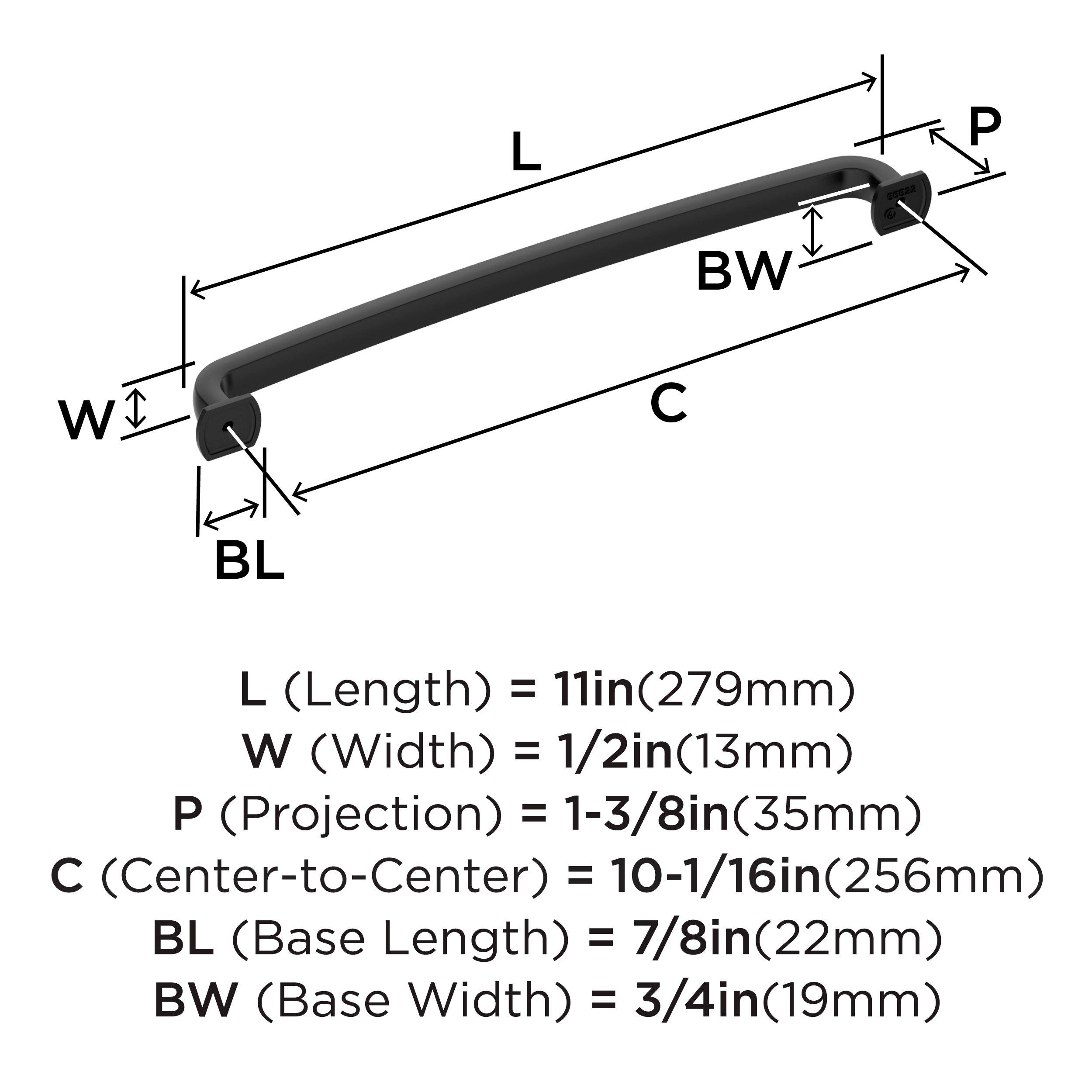 SURPASS 10-1/16 INCH  256MM  CENTER-TO-CENTER MATTE BLACK CABINET PULL MABL 