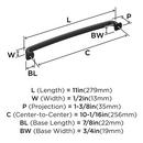 SURPASS 10-1/16 INCH  256MM  CENTER-TO-CENTER MATTE BLACK CABINET PULL MABL 