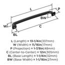 SURPASS 12 INCH  305MM  CENTER-TO-CENTER MATTE BLACK APPLIANCE PULL MABL 