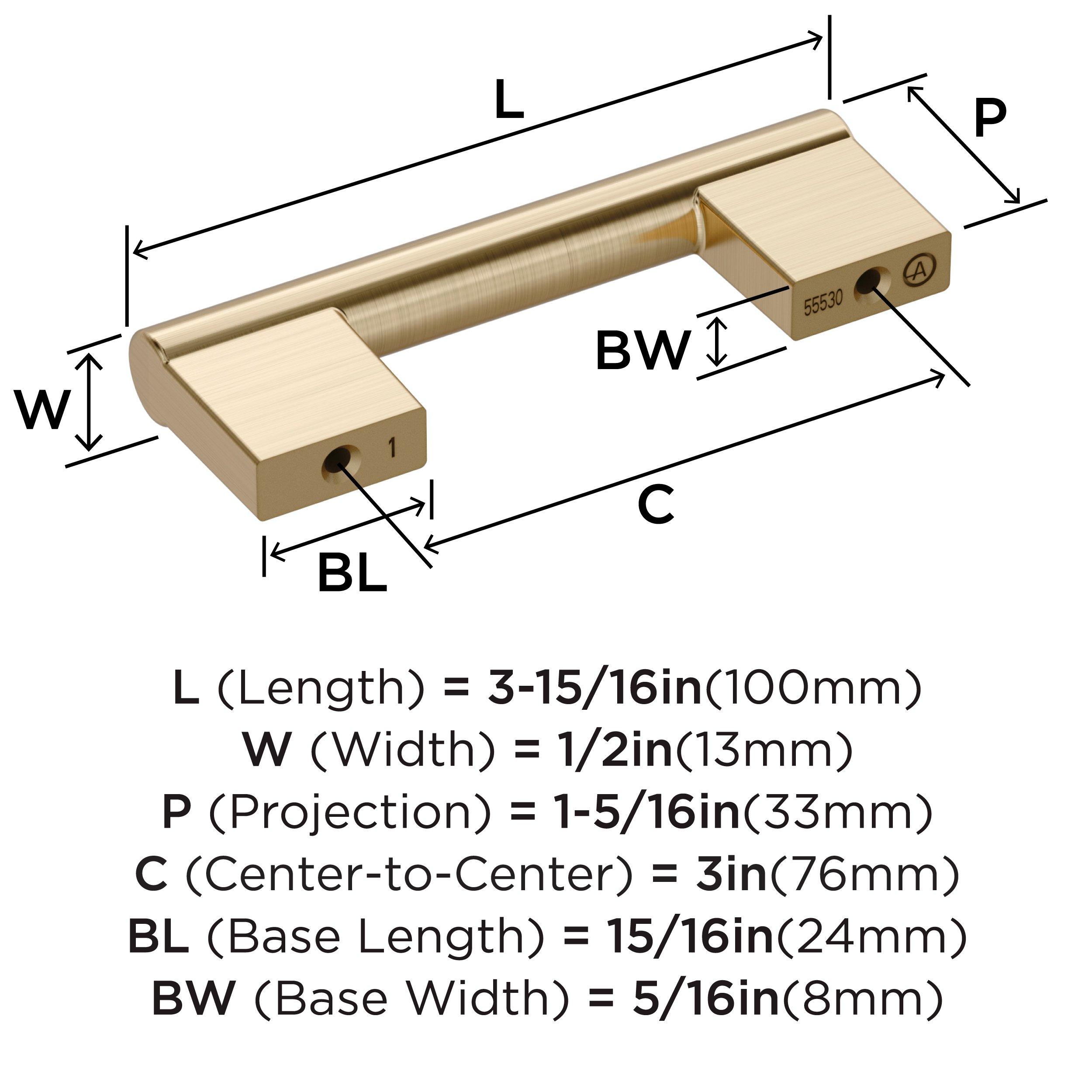 VERSA 3 INCH  76MM  CENTER-TO-CENTER GOLDEN CHAMPAGNE CABINET PULL GOCH 