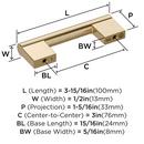 VERSA 3 INCH  76MM  CENTER-TO-CENTER GOLDEN CHAMPAGNE CABINET PULL GOCH 