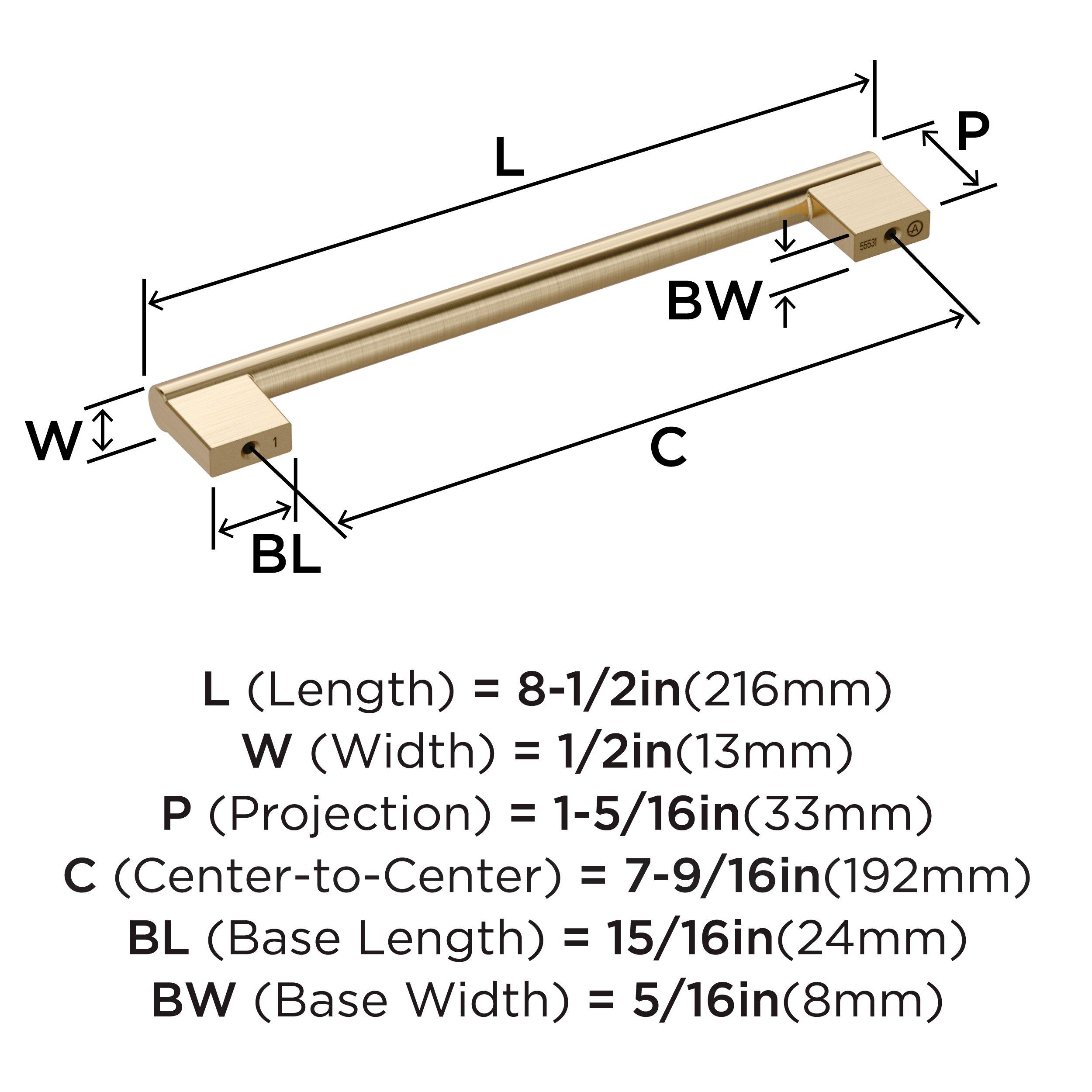 VERSA 7-9/16 INCH  192MM  CENTER-TO-CENTER GOLDEN CHAMPAGNE CABINET PULL GOCH 
