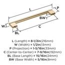 VERSA 7-9/16 INCH  192MM  CENTER-TO-CENTER GOLDEN CHAMPAGNE CABINET PULL GOCH 