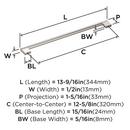 VERSA 12-5/8 INCH  320MM  CENTER-TO-CENTER SATIN NICKEL CABINET PULL SN 