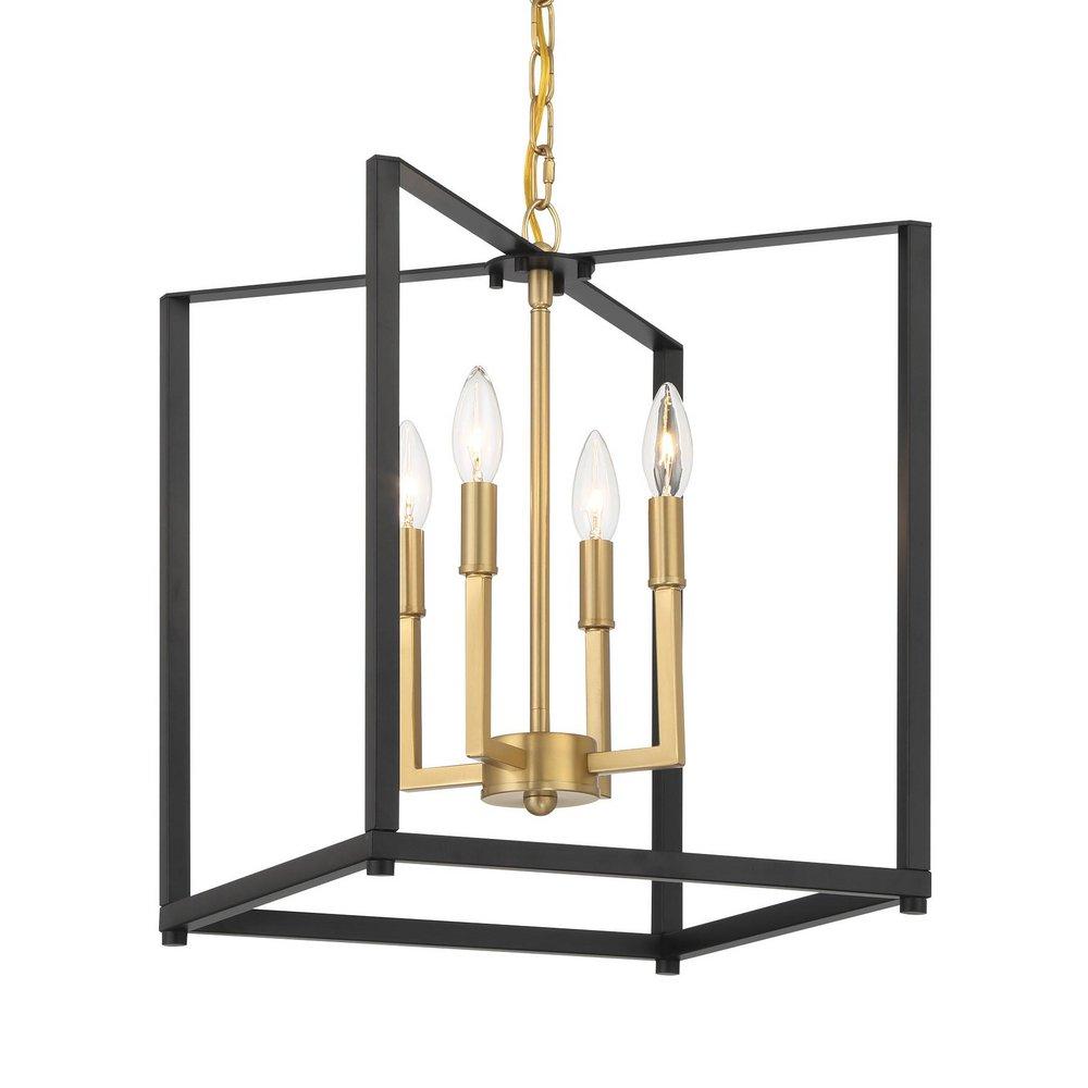 4-Light Pendant in Coal Black/Signature Brass 