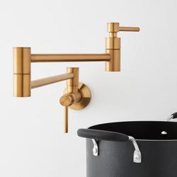 Wall Mount Pot Filler Faucet in Brushed Gold