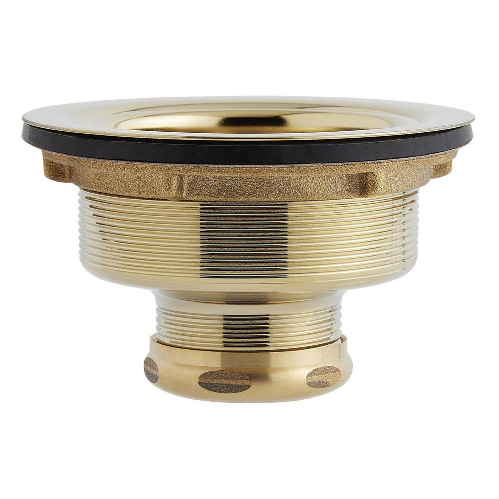 Signature Hardware Polished Brass 3 1/2 in. Brass Basket Strainer with Lift Stopper 