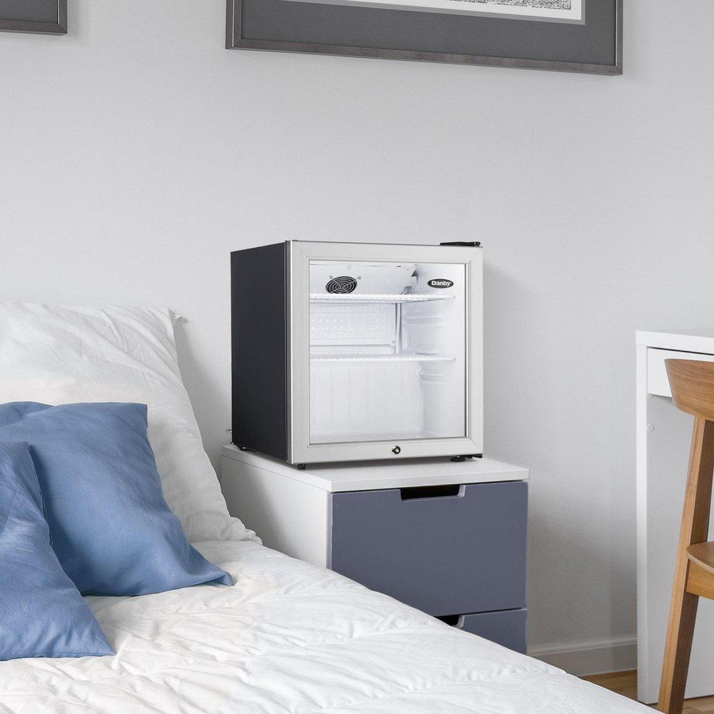 1.6 cu. ft. Compact Glass Door Fridge in Platinum 