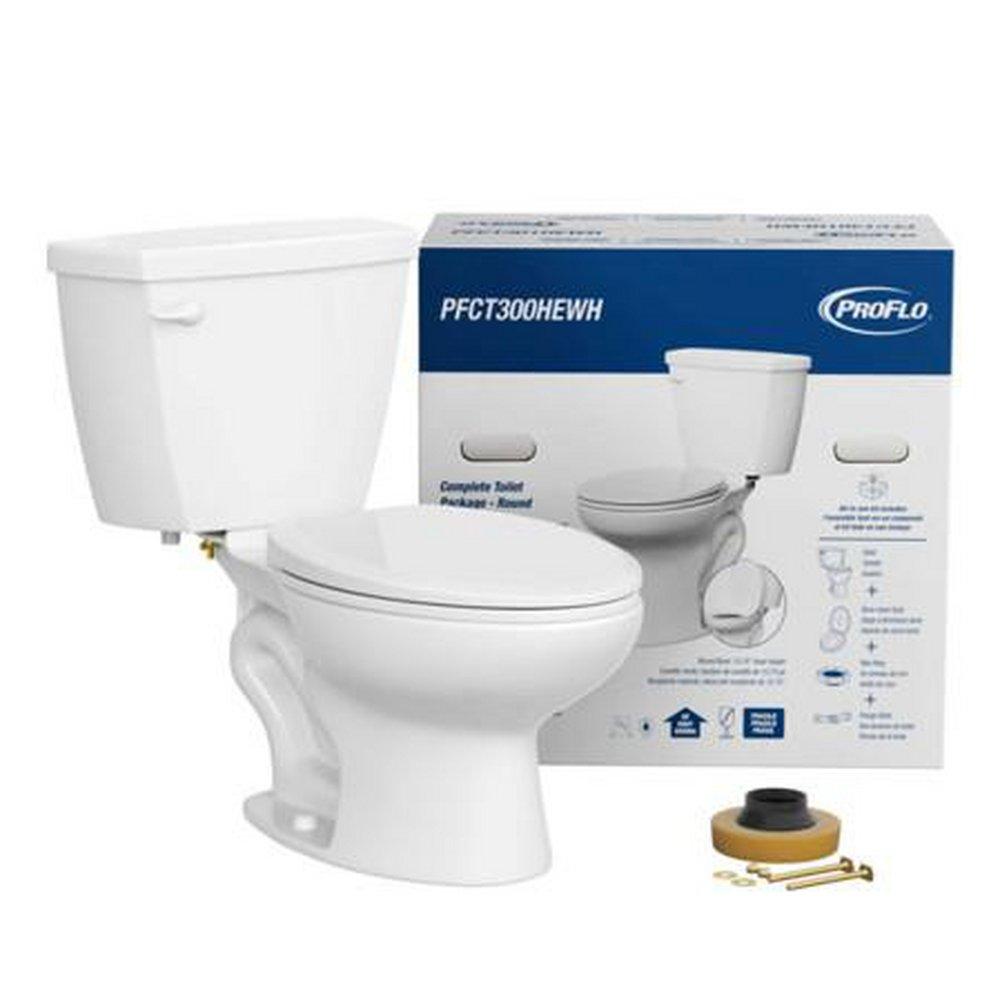 1.28 gpf Round Two Piece Complete Toilet in White (Seat, Wax Ring & Closet Bolts Included) 