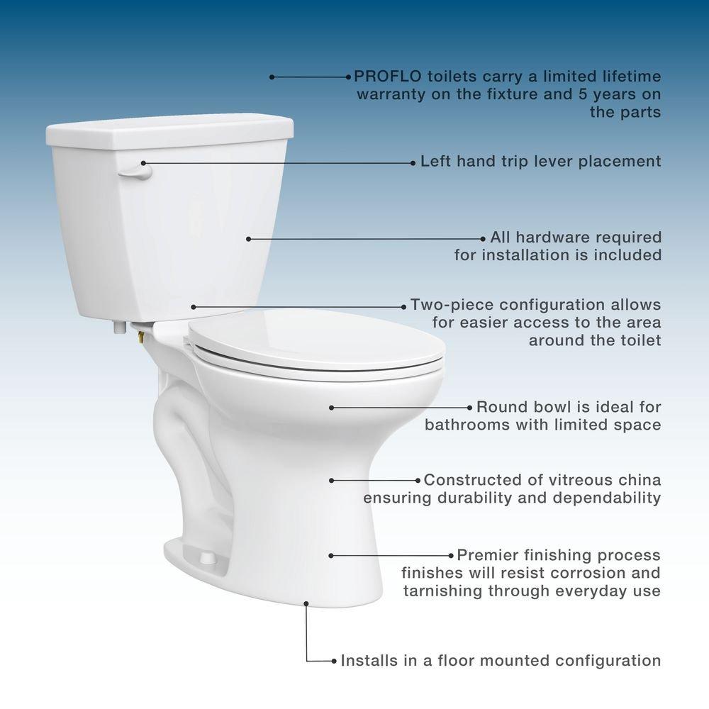 1.28 gpf Standard Height Round Two Piece Complete Toilet in White with 12 in. Rough-In 