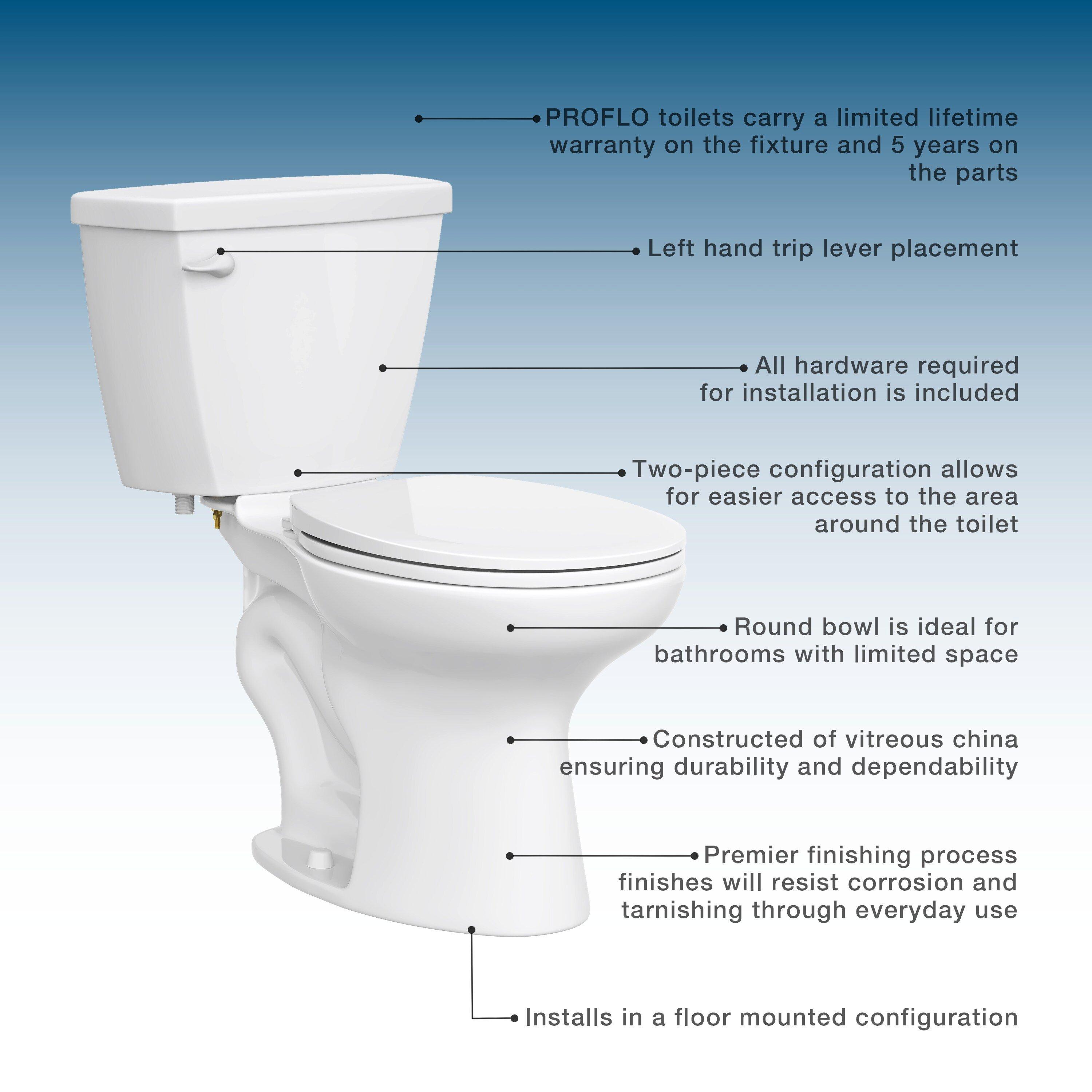 1.28 gpf Standard Height Round Two Piece Complete Toilet in White with 12 in. Rough-In 