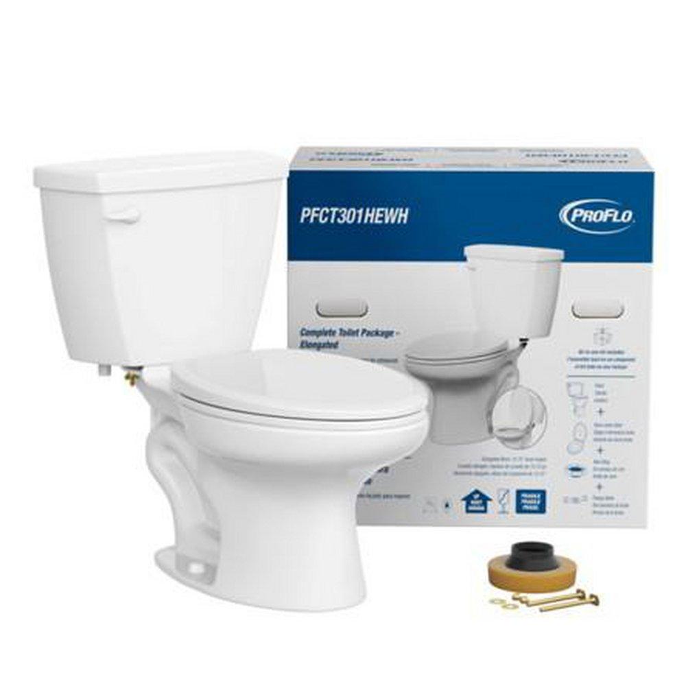 1.28 gpf Elongated Two Piece Complete Toilet in White (Seat, Wax Ring & Closet Bolts Included) 
