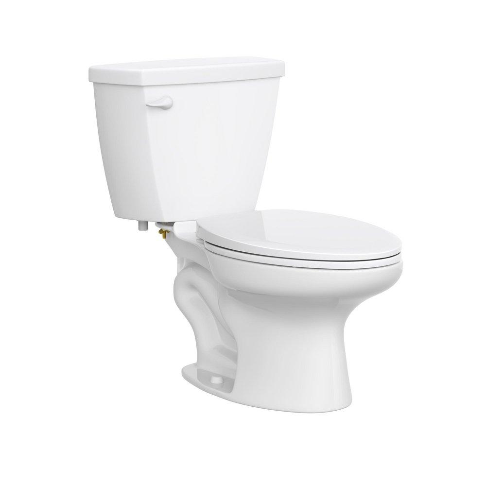1.28 gpf Elongated Two Piece Complete Toilet in White (Seat, Wax Ring & Closet Bolts Included) 