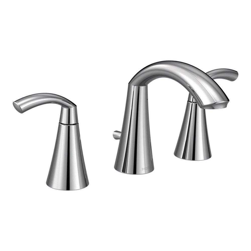 Moen Chrome Two Handle Widespread Bathroom Sink Faucet (Valve Included) 