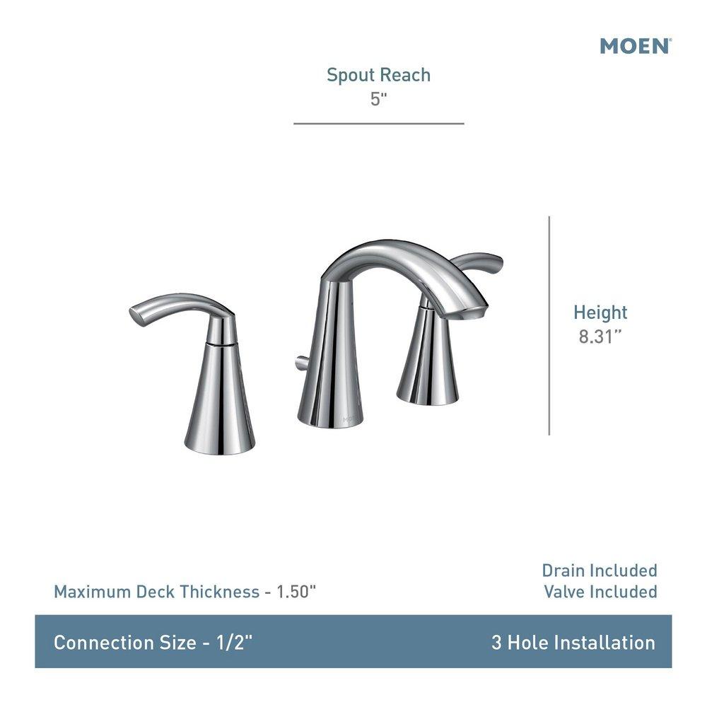Moen Chrome Two Handle Widespread Bathroom Sink Faucet (Valve Included) 