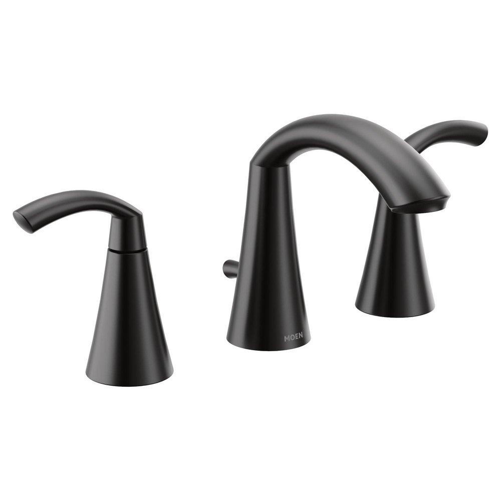 Moen Matte Black Two Handle Widespread Bathroom Sink Faucet (Valve Included) 