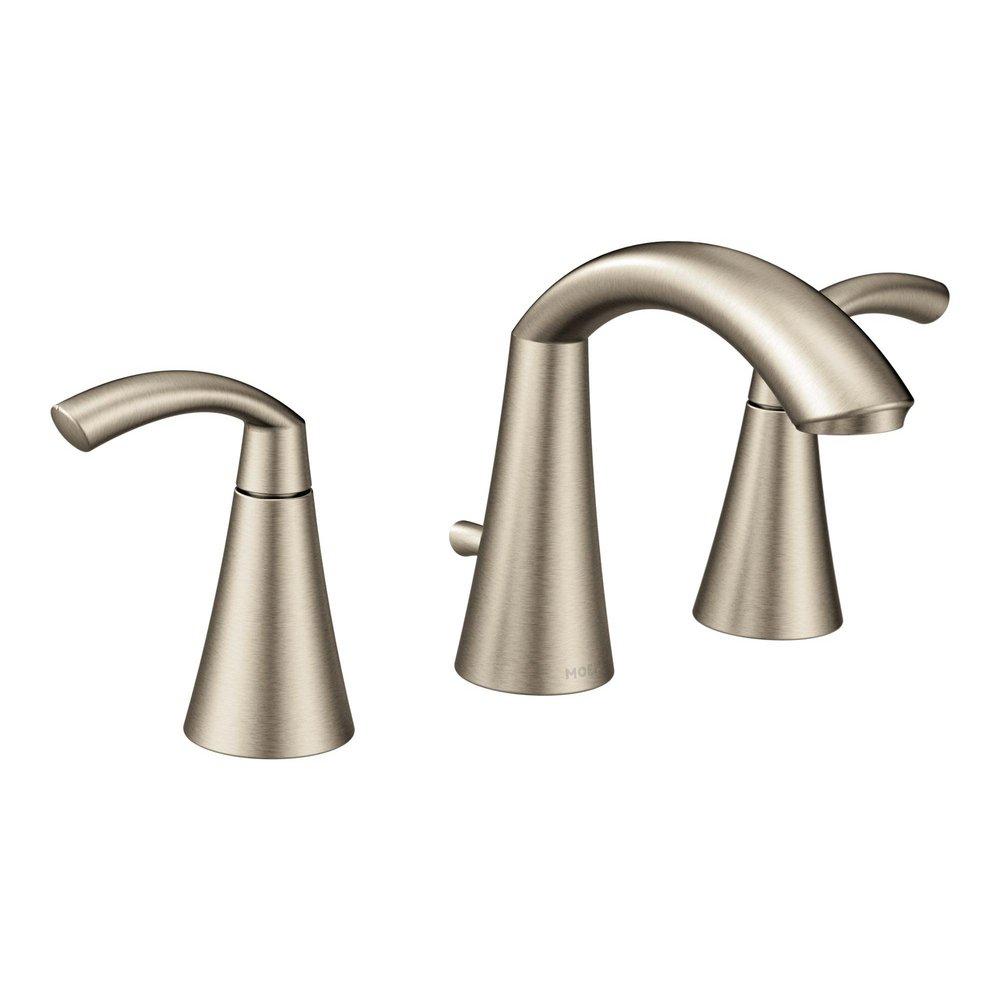 Moen Brushed Nickel Two Handle Widespread Bathroom Sink Faucet (Valve Included) 