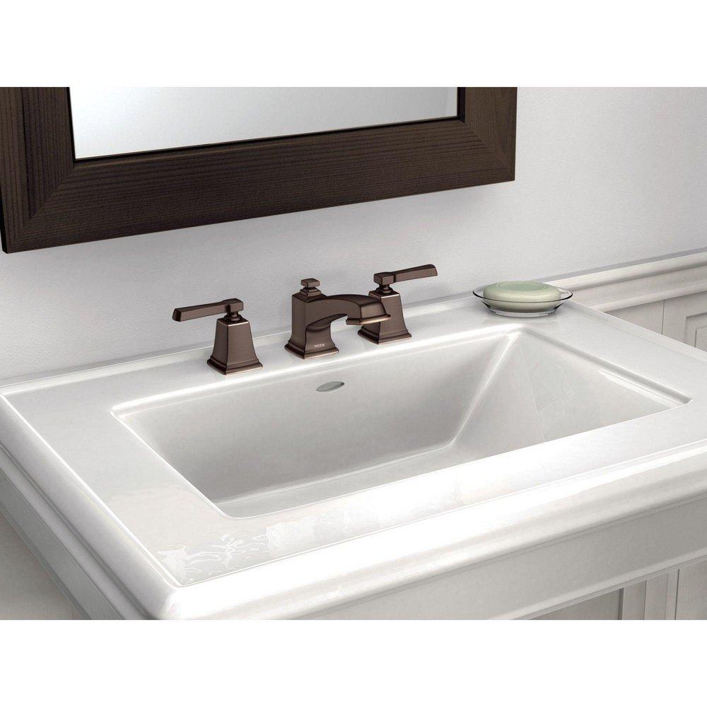 Moen Mediterranean Bronze Two Handle Widespread Bathroom Sink Faucet (Valve Included) 