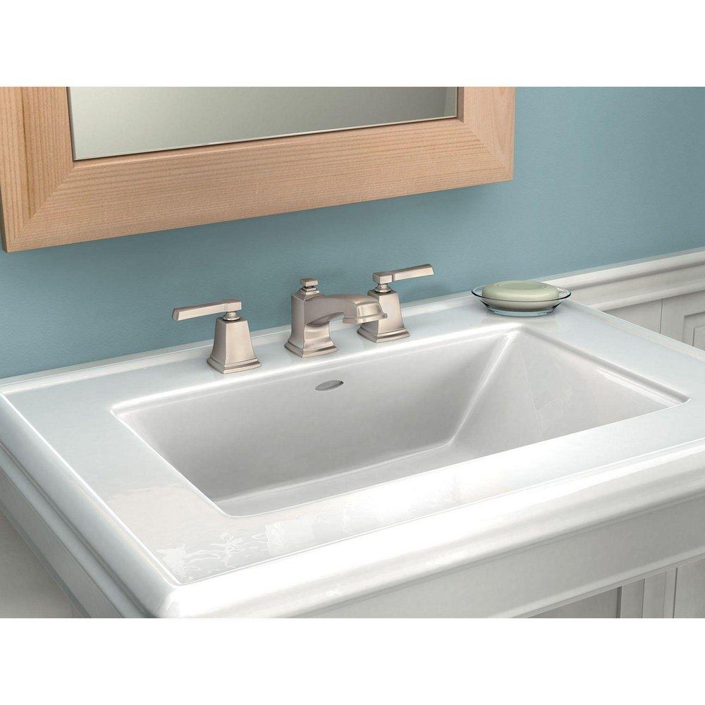 Moen Spot Resist&trade; Brushed Nickel Two Handle Widespread Bathroom Sink Faucet (Valve Included) 