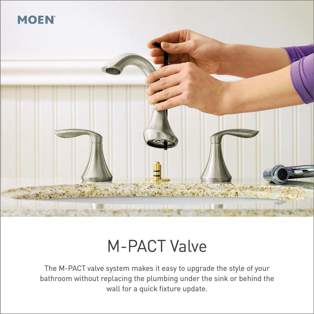 Moen Spot Resist&trade; Brushed Nickel Two Handle Widespread Bathroom Sink Faucet (Valve Included) 