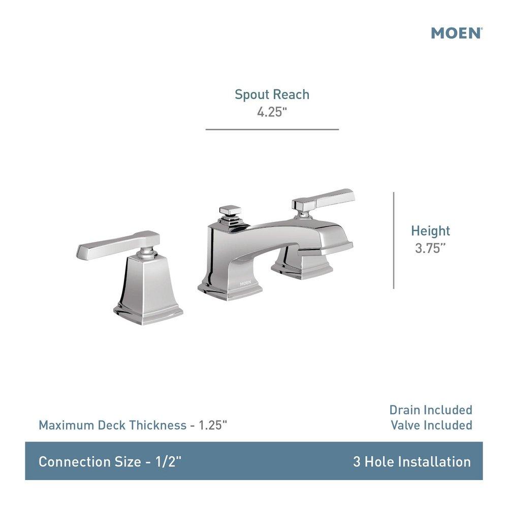 Moen Spot Resist&trade; Brushed Nickel Two Handle Widespread Bathroom Sink Faucet (Valve Included) 