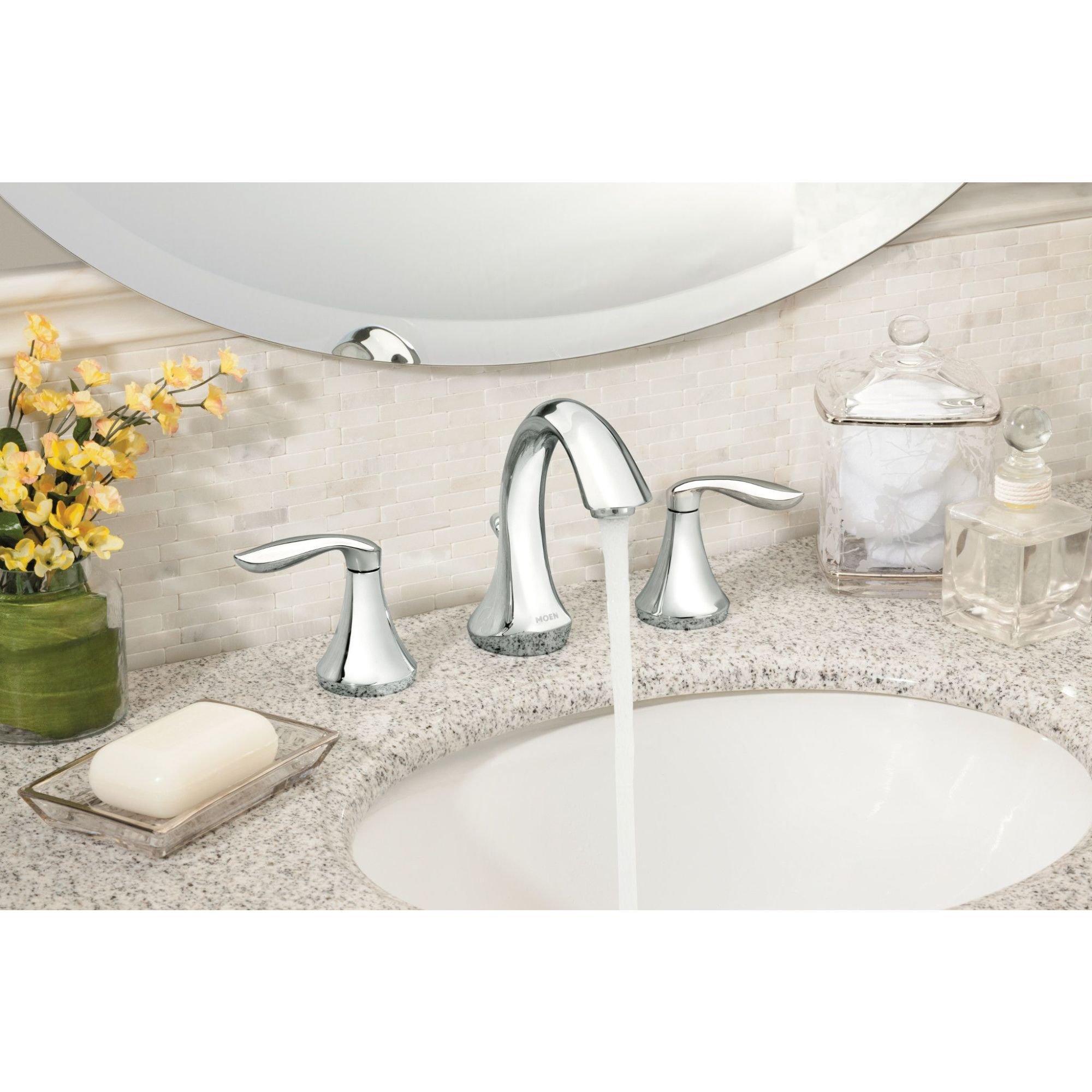 Moen Chrome Two Handle Widespread Bathroom Sink Faucet (Valve Included) 