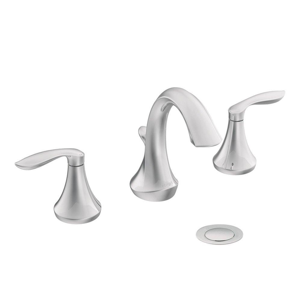 Moen Chrome Two Handle Widespread Bathroom Sink Faucet (Valve Included) 