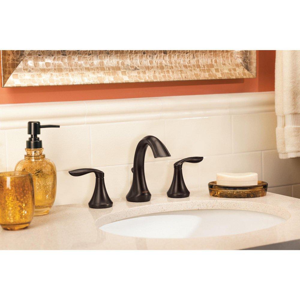 Moen Oil Rubbed Bronze Two Handle Widespread Bathroom Sink Faucet (Valve Included) 