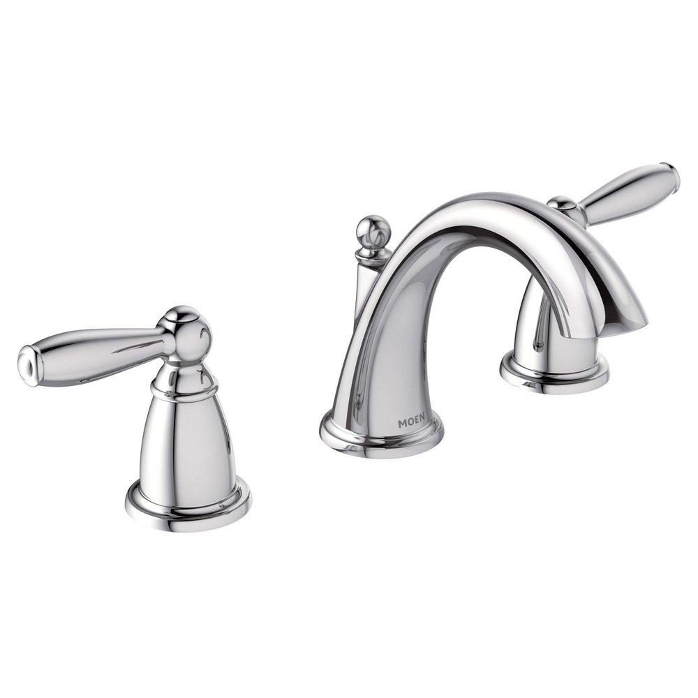 Moen Chrome Two Handle Widespread Bathroom Sink Faucet (Valve Included) 