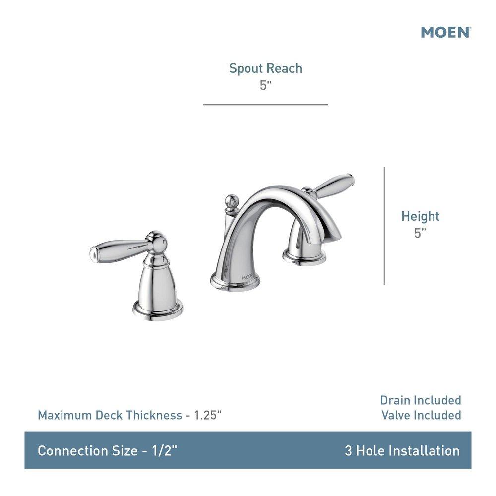 Moen Chrome Two Handle Widespread Bathroom Sink Faucet (Valve Included) 