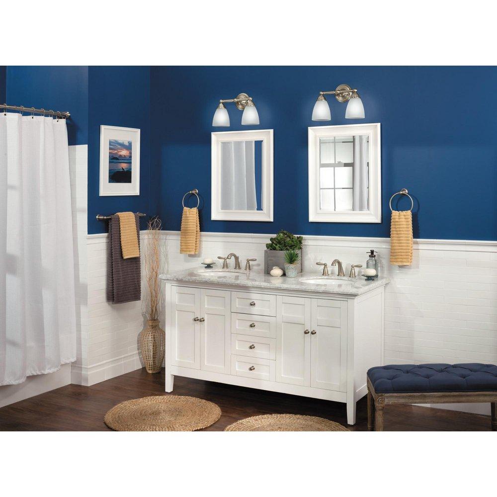 Moen Brushed Nickel Two Handle Widespread Bathroom Sink Faucet (Valve Included) 